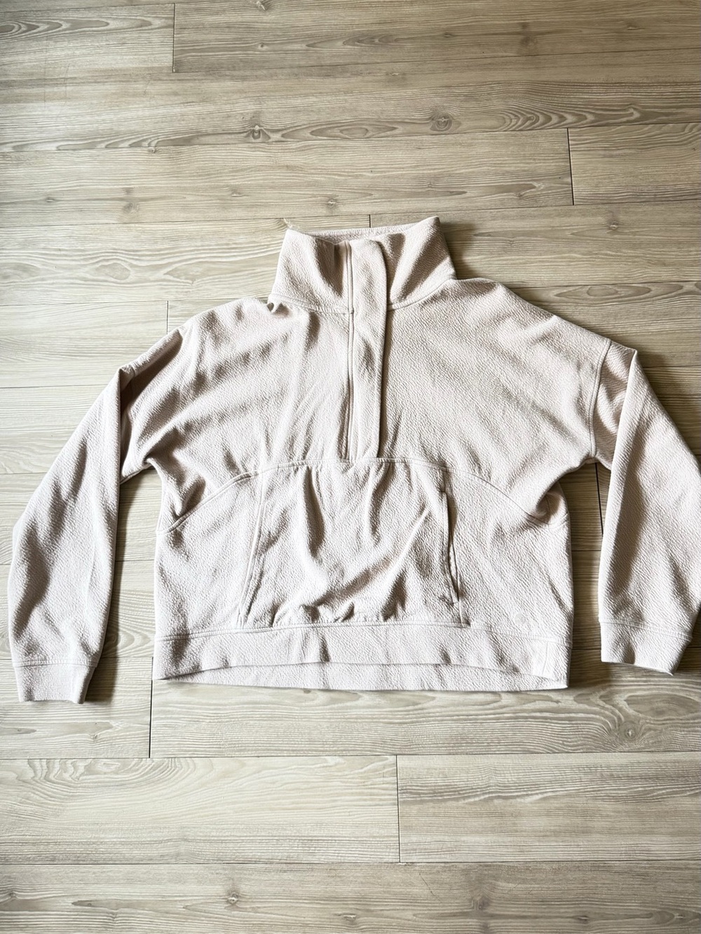 Danskin Beige Half-Zip Textured Pullover Sweatshirt